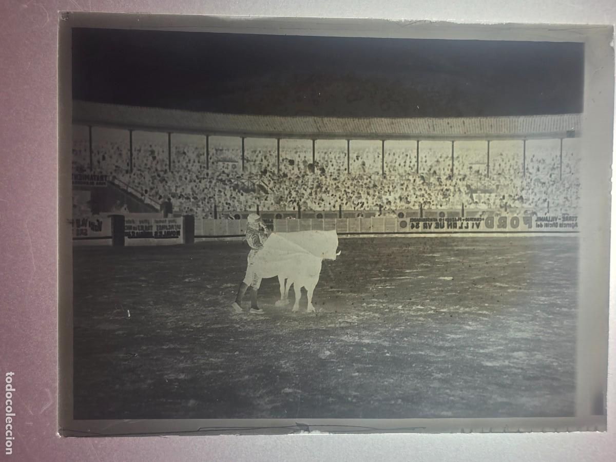 Tauromachie: PLACA , NEGATIVO , CLICHE DE CRISTAL DE PLAZA DE TOROS. PARA IDENTIFICAR.