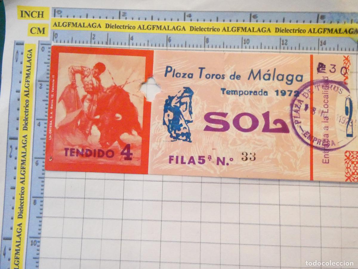 Tauromaquia: ENTRADA TOROS TOREROS CORRIDA PLAZA M&Aacute;LAGA. 1972 TOREROS CURRO ROMERO ALTERNATIVA JOS&Eacute; ORTEGA . 454