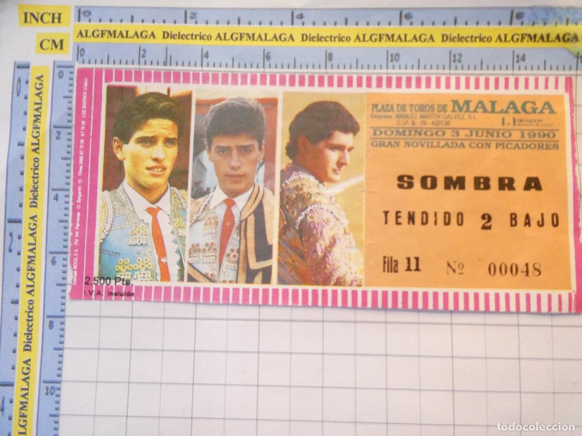 Tauromaquia: ENTRADA TOROS TOREROS CORRIDA PLAZA M&Aacute;LAGA. 3 JUNIO 1990 FINITO C&Oacute;RDOBA ANTONIO MANUEL PUNTA. 456