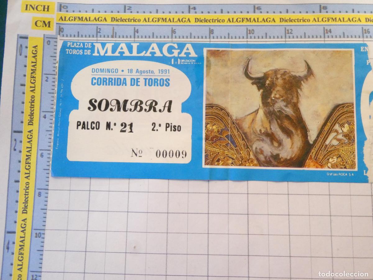 Tauromaquia: ENTRADA TOROS TOREROS CORRIDA PLAZA M&Aacute;LAGA. 18 AGOSTO 1991 PUBLICIDAD CERVEZA VICTORIA. 457