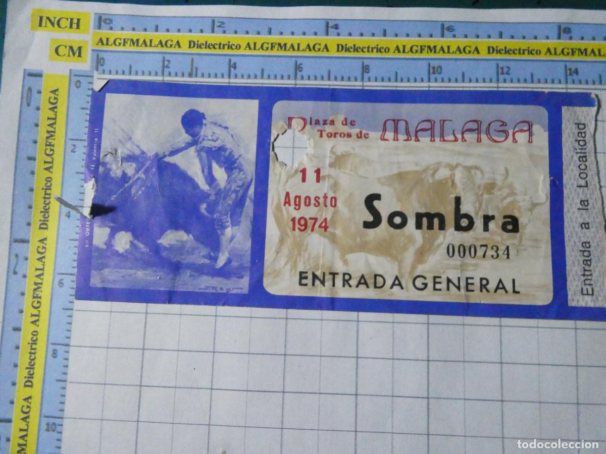 Tauromaquia: ENTRADA TOROS TOREROS CORRIDA PLAZA M&Aacute;LAGA. 11 AGOSTO 1974 PUBLICIDAD CERVEZA VICTORIA . 484