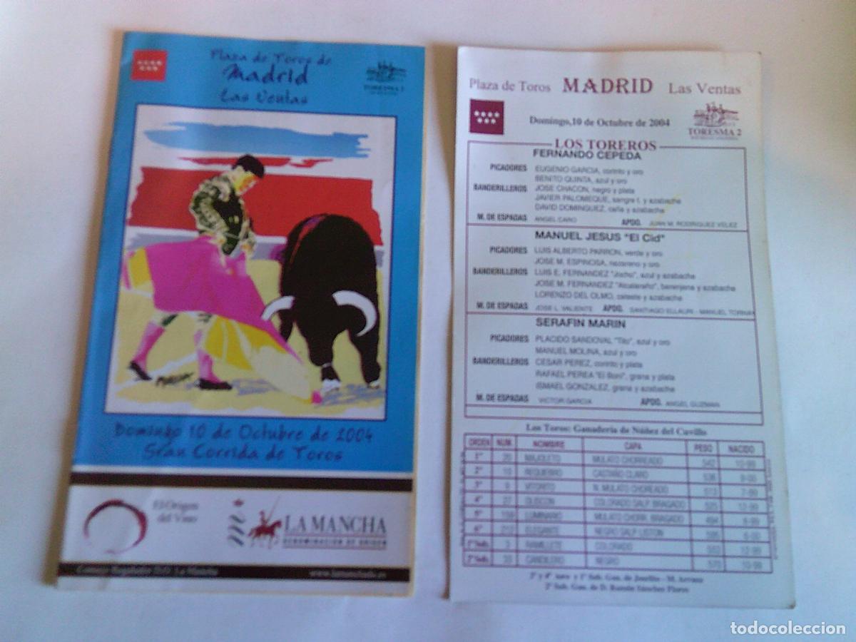Tauromaquia: Programa Plaza de toros de Madrid Las ventas Domingo 10 de octubre 2004