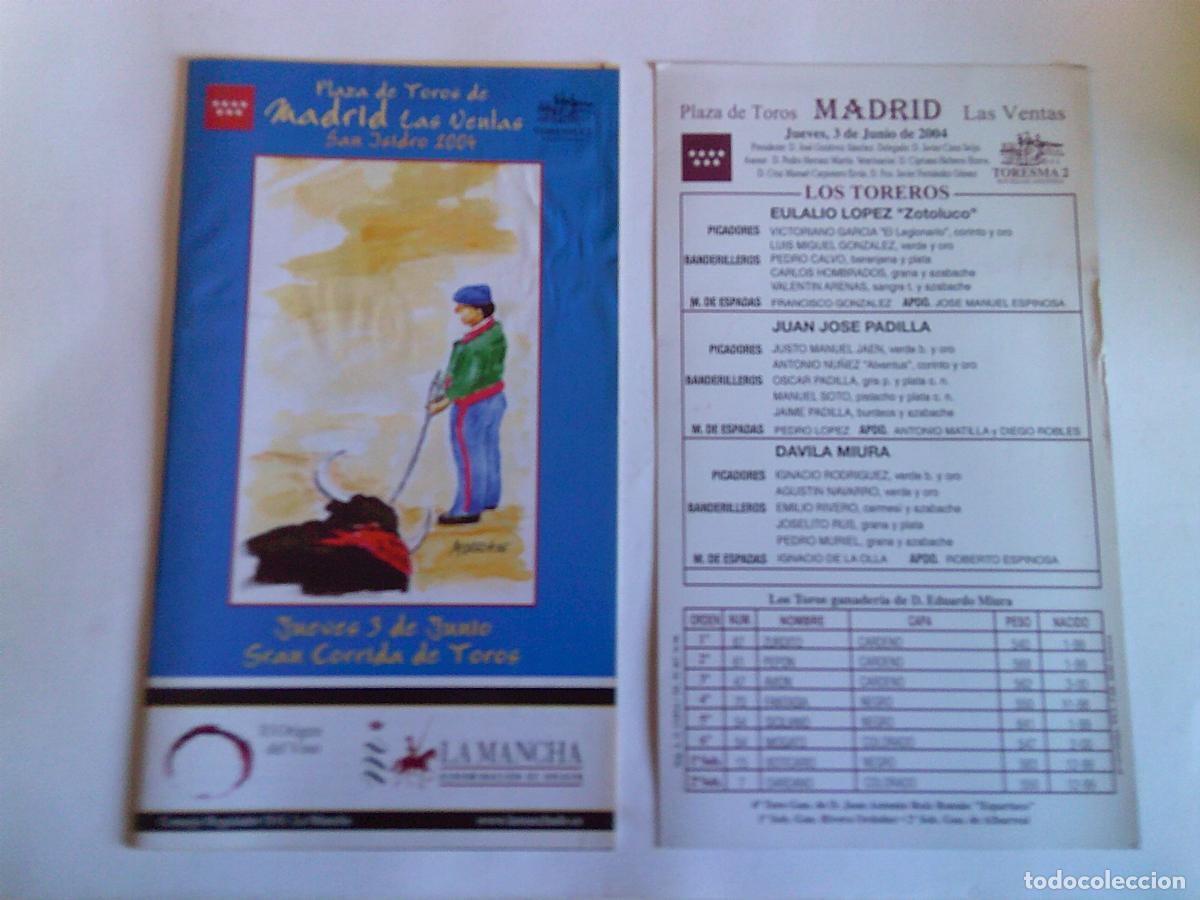 Tauromaquia: Programa Plaza de toros de Madrid Las ventas Domingo 3 de junio 2004 - Foto 1