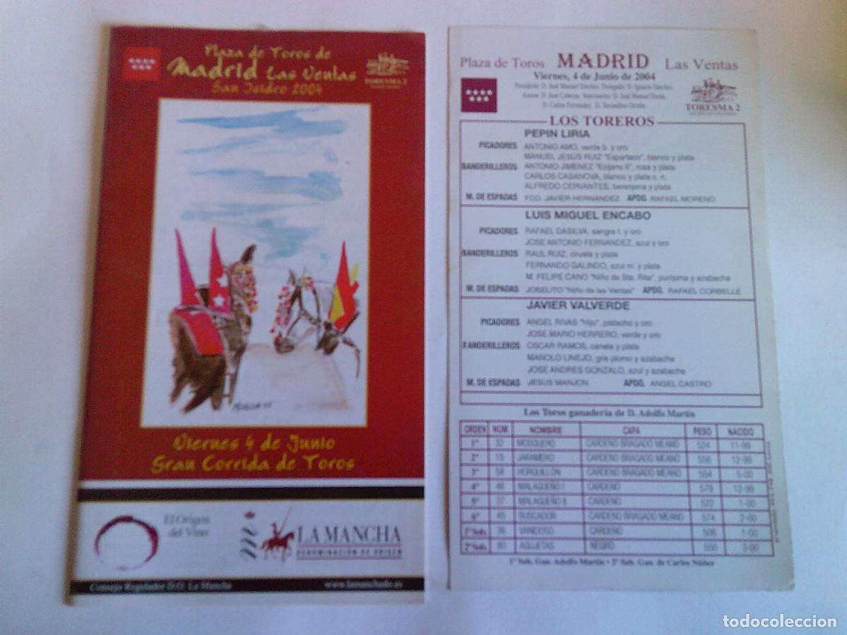 Tauromaquia: Programa Plaza de toros de Madrid Las ventas Domingo 4 de junio 2004 - Foto 1