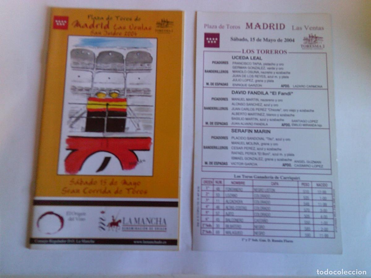 Tauromaquia: Programa Plaza de toros de Madrid Las ventas Domingo 15 de mayo 2004