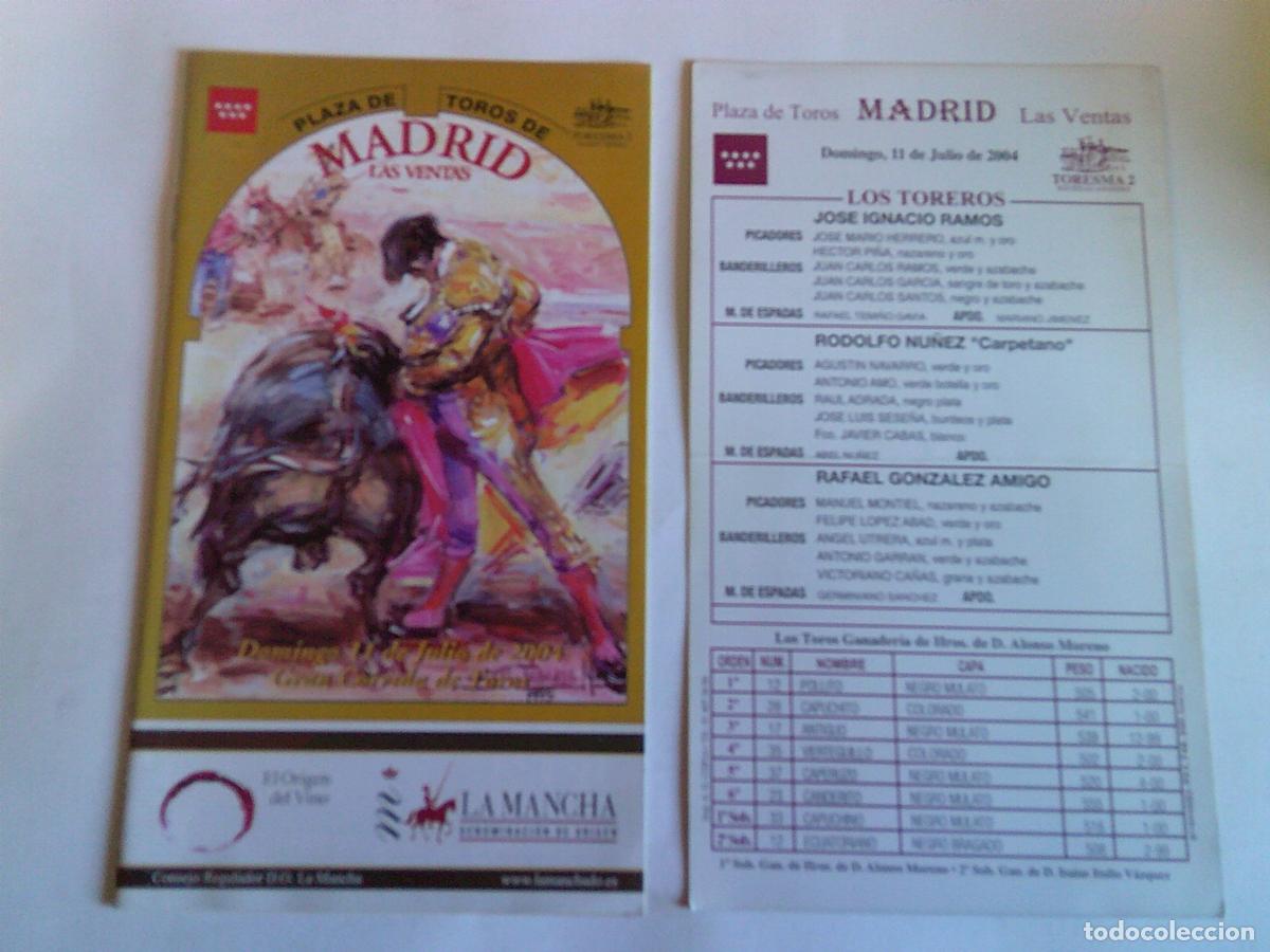 Tauromaquia: Programa Plaza de toros de Madrid Las ventas Domingo 11 de julio 2004