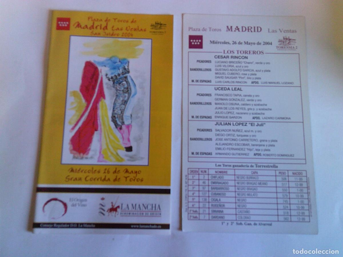 Tauromaquia: Programa Plaza de toros de Madrid Las ventas Domingo 26 mayo 2004