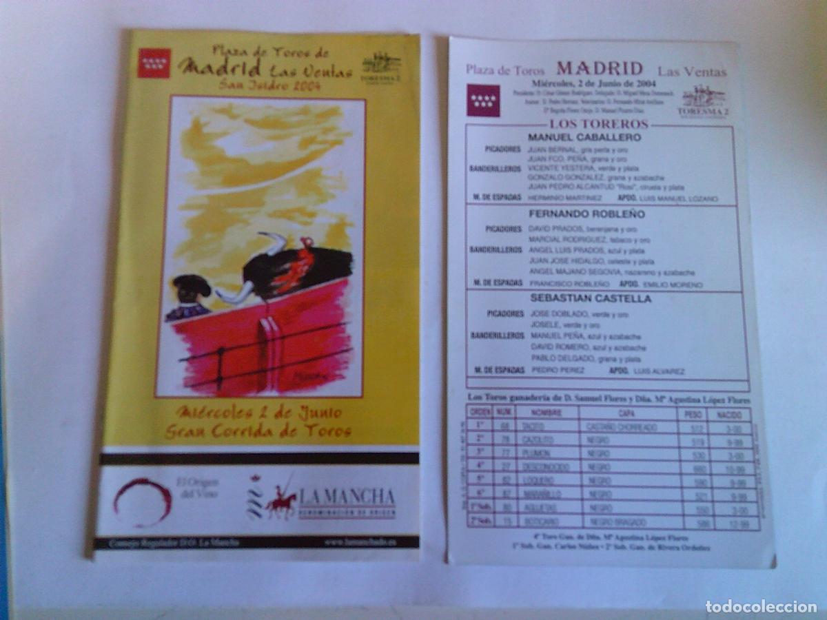 Tauromaquia: Programa Plaza de toros de Madrid Las ventas Domingo 2 de junio 2004