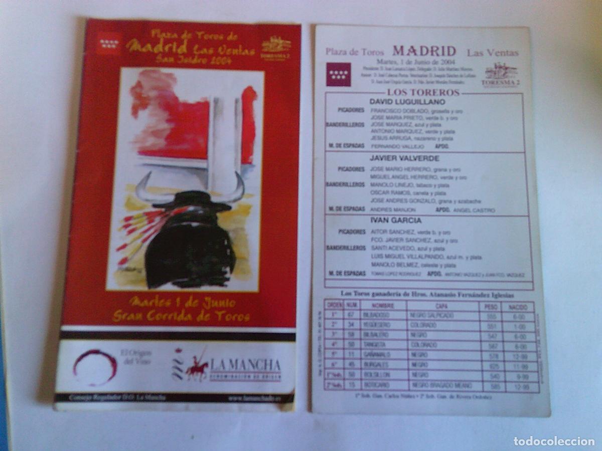 Tauromaquia: Programa Plaza de toros de Madrid Las ventas Domingo 1 de junio 2004