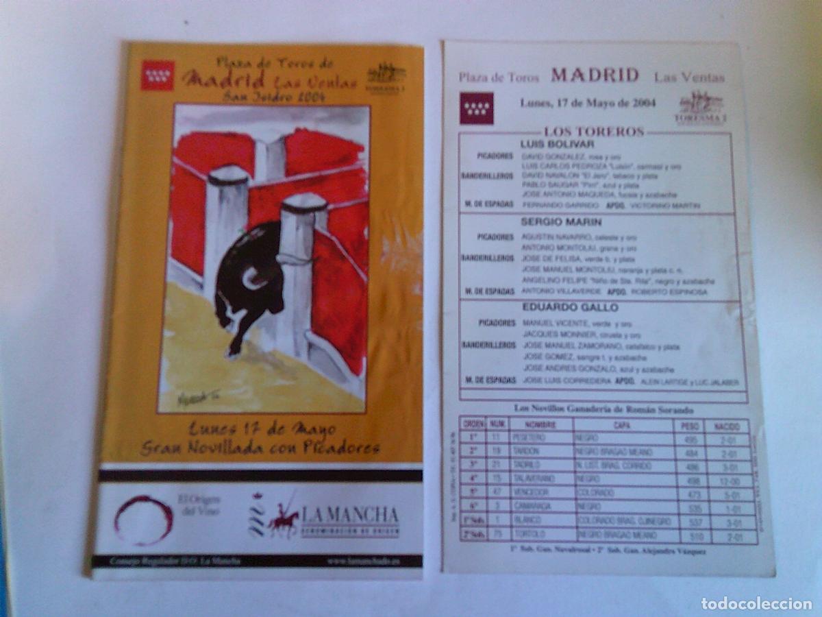 Tauromaquia: Programa Plaza de toros de Madrid Las ventas Domingo 17 mayo 2004