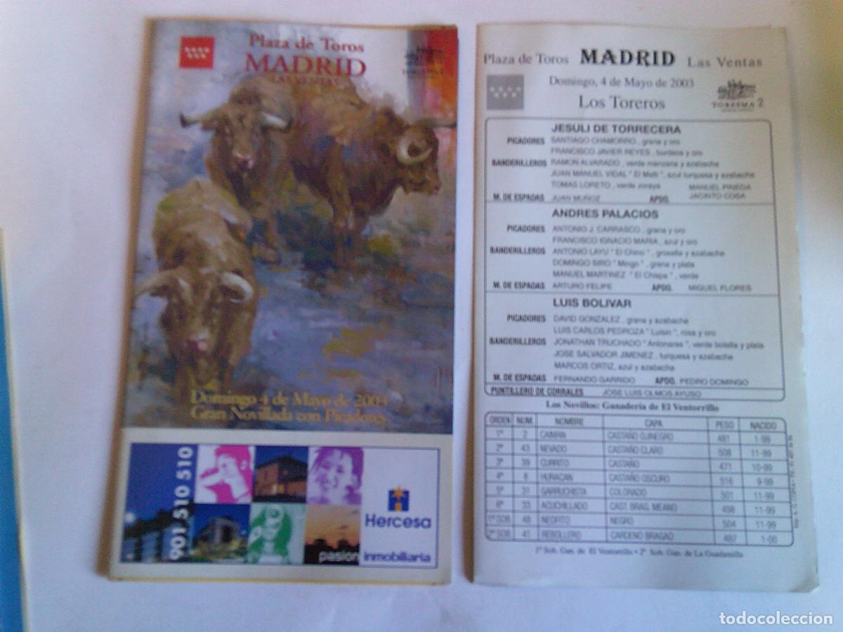 Tauromaquia: Programa Plaza de toros de Madrid Las ventas Domingo 4 mayo 2003