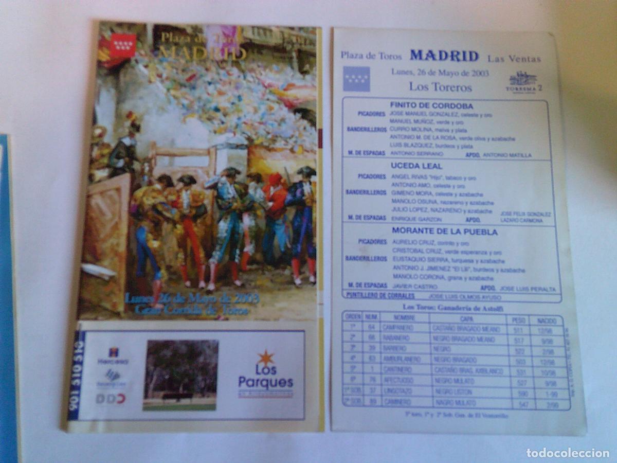 Tauromaquia: Programa Plaza de toros de Madrid Las ventas Domingo 26 mayo 2003