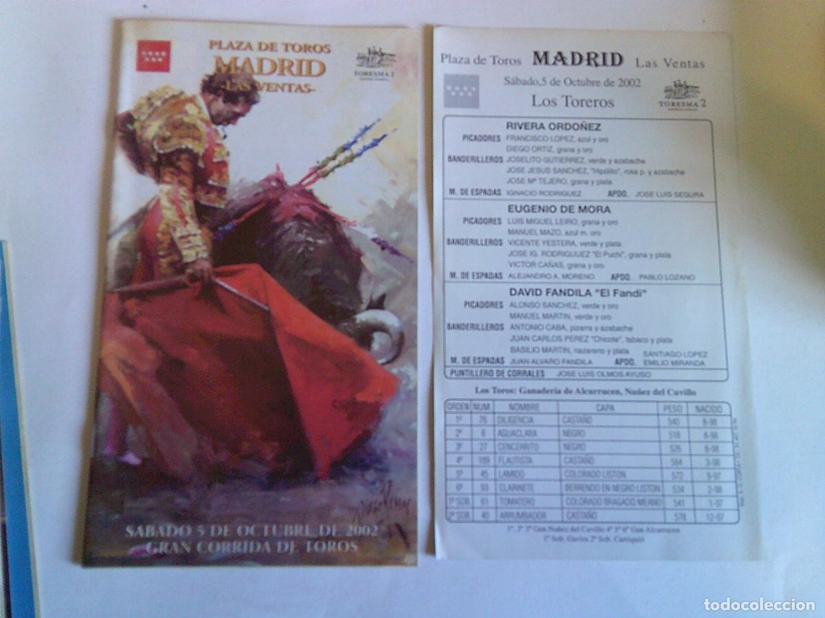 Tauromaquia: Programa Plaza de toros de Madrid Las ventas Domingo de junio 2002 - Foto 1