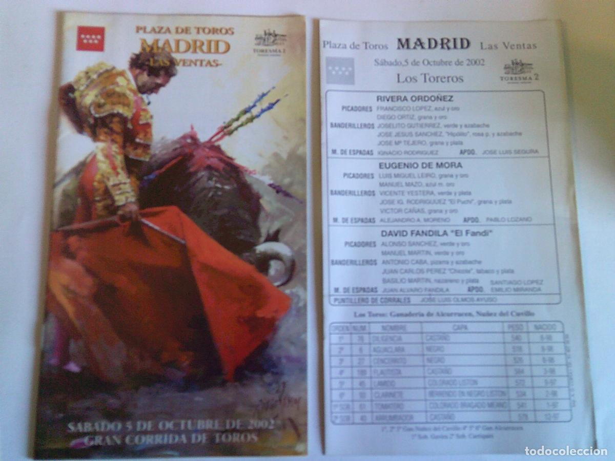 Tauromaquia: Programa Plaza de toros de Madrid Las ventas sabado 5 septiembre 2002
