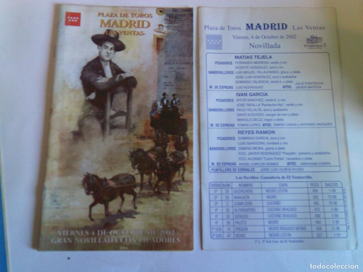 Tauromaquia: Programa Plaza de toros de Madrid Las ventas viernes 4 de octubre 2002