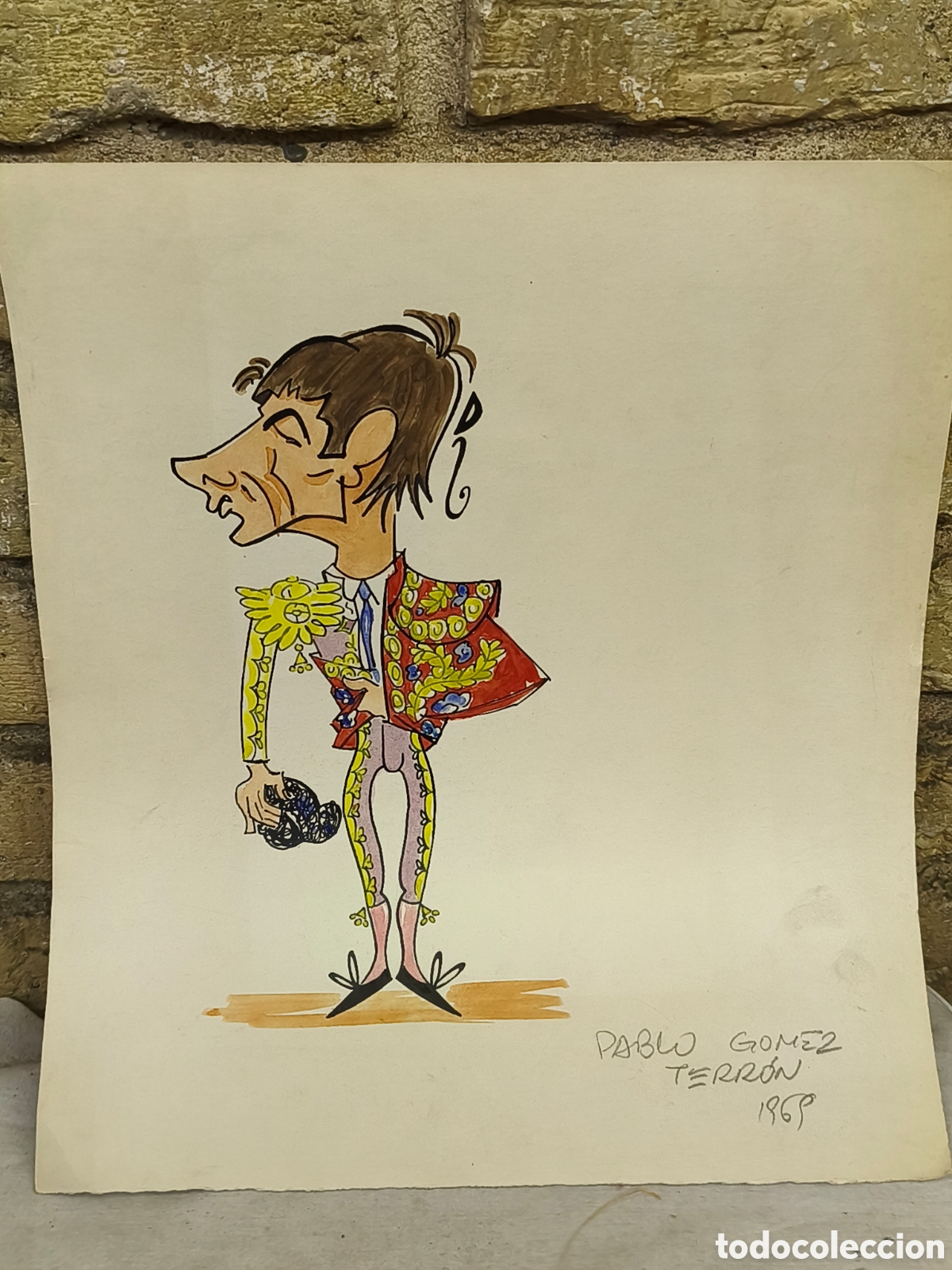 Tauromaquia: Dibujo original torero Pablo G&oacute;mez Terron, Vinyes,