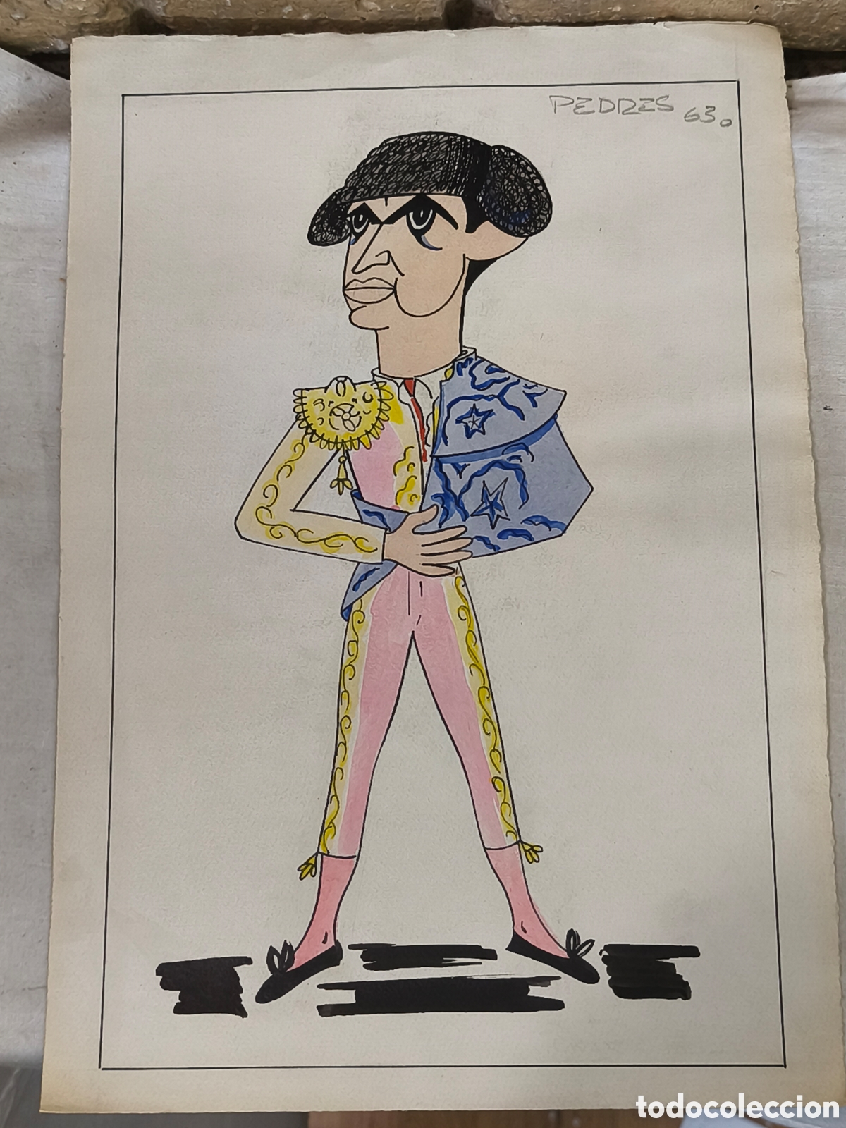 Tauromaquia: Dibujo original torero Pedres, Vinyes,