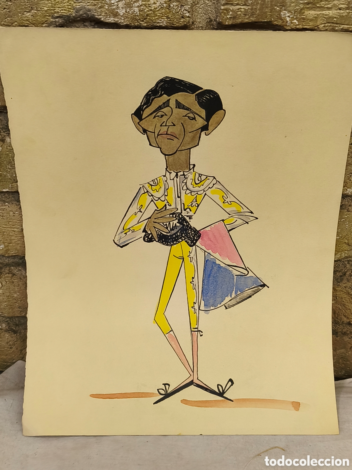 Tauromaquia: Dibujo original torero Tomas Parra, Vinyes,