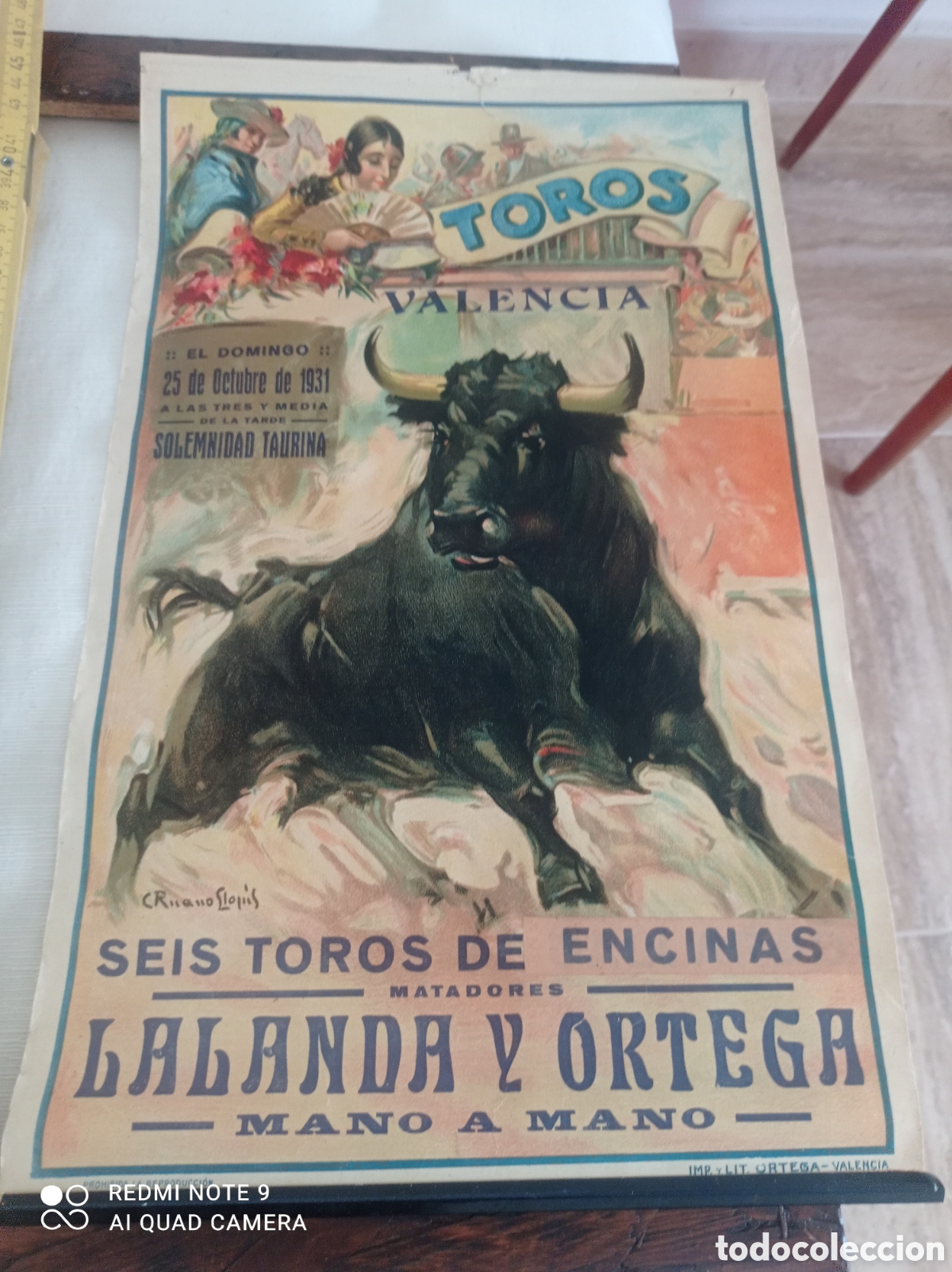 Tauromaquia: Cartel toros valencia 1931 Marcial lalanda y ortega