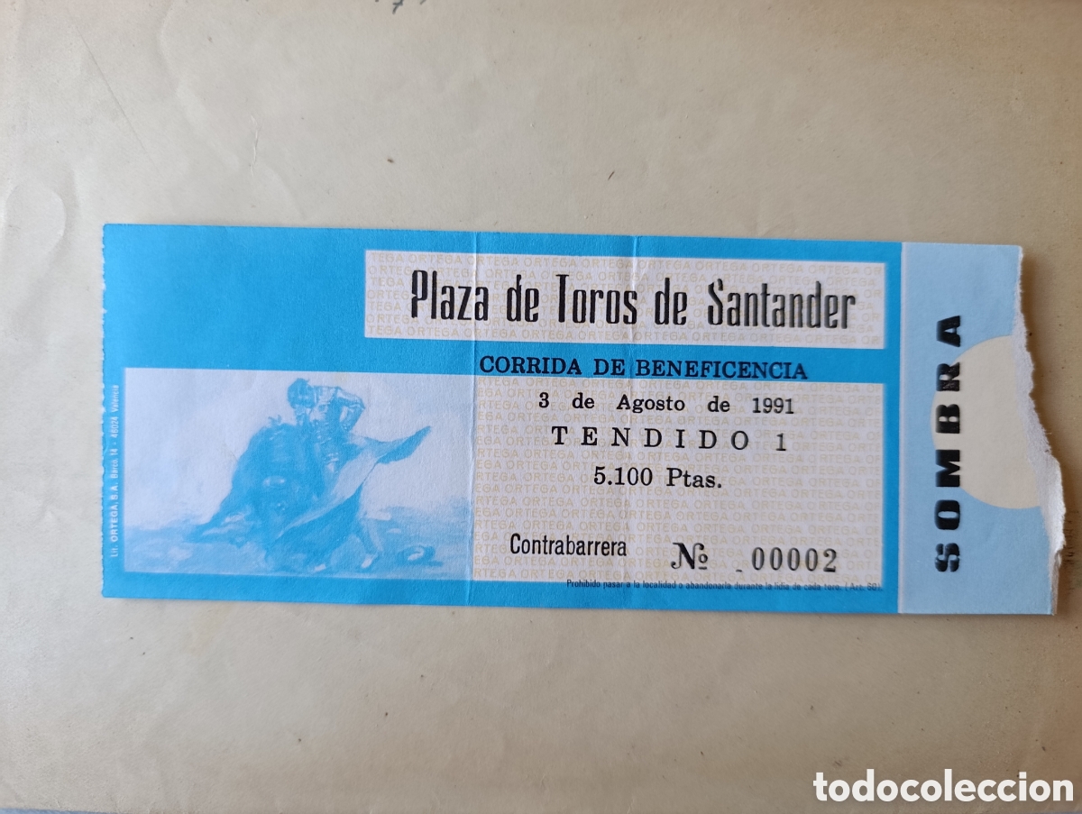 Tauromaquia: Entrada plaza de toros de Santander. Beneficencia. 1991