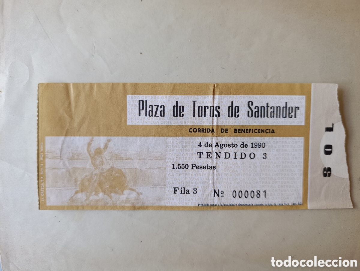 Tauromaquia: Entrada plaza de toros de Santander. Beneficencia. 1990