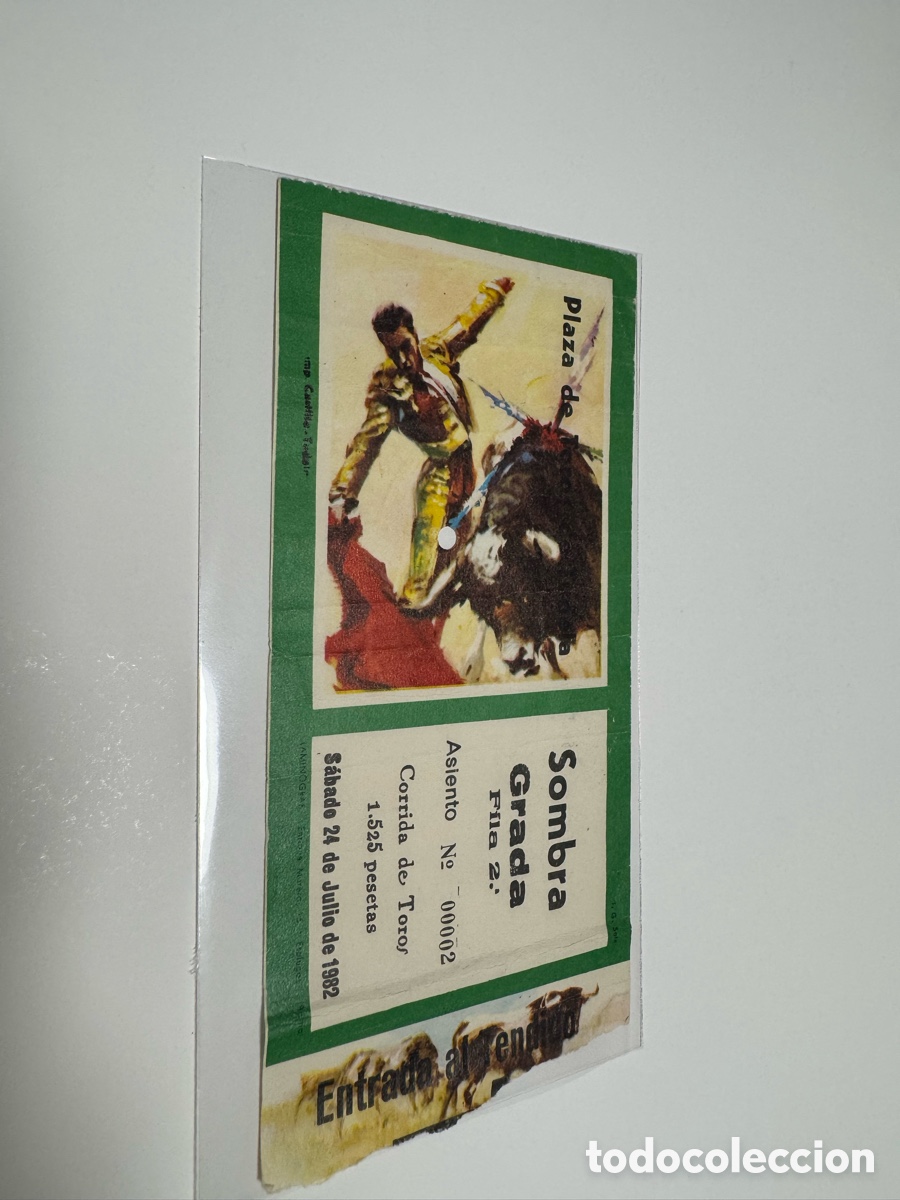 Tauromaquia: Entrada toros 1982 original Plaza de Tudela sombra grada tauromaquia colecci&oacute;n