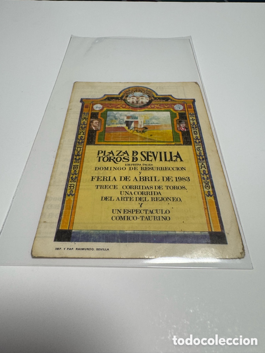 Tauromaquia: Programa mano toros Sevilla 1983 Feria Abril Plaza de Toros de la Real Maestranza de Caballer&iacute;as