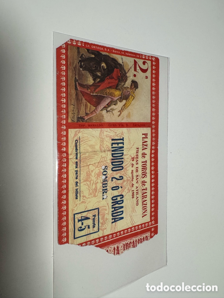 Tauromaquia: Entrada toros Tarragona 1980 San Mag&iacute;n antigua tendido 2 grada sombra tauromaquia colecci&oacute;n