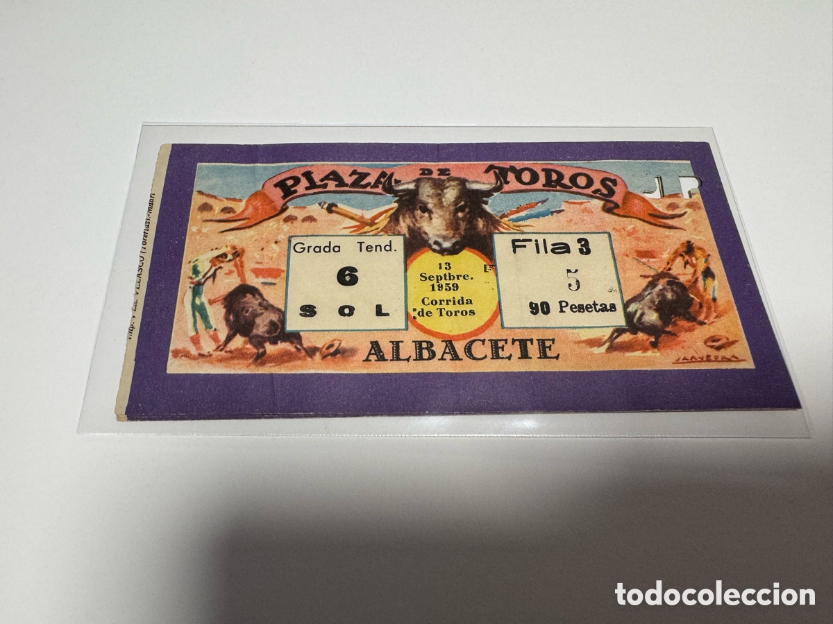 Tauromaquia: Entrada toros Albacete 1959 antigua corrida original coleccionismo