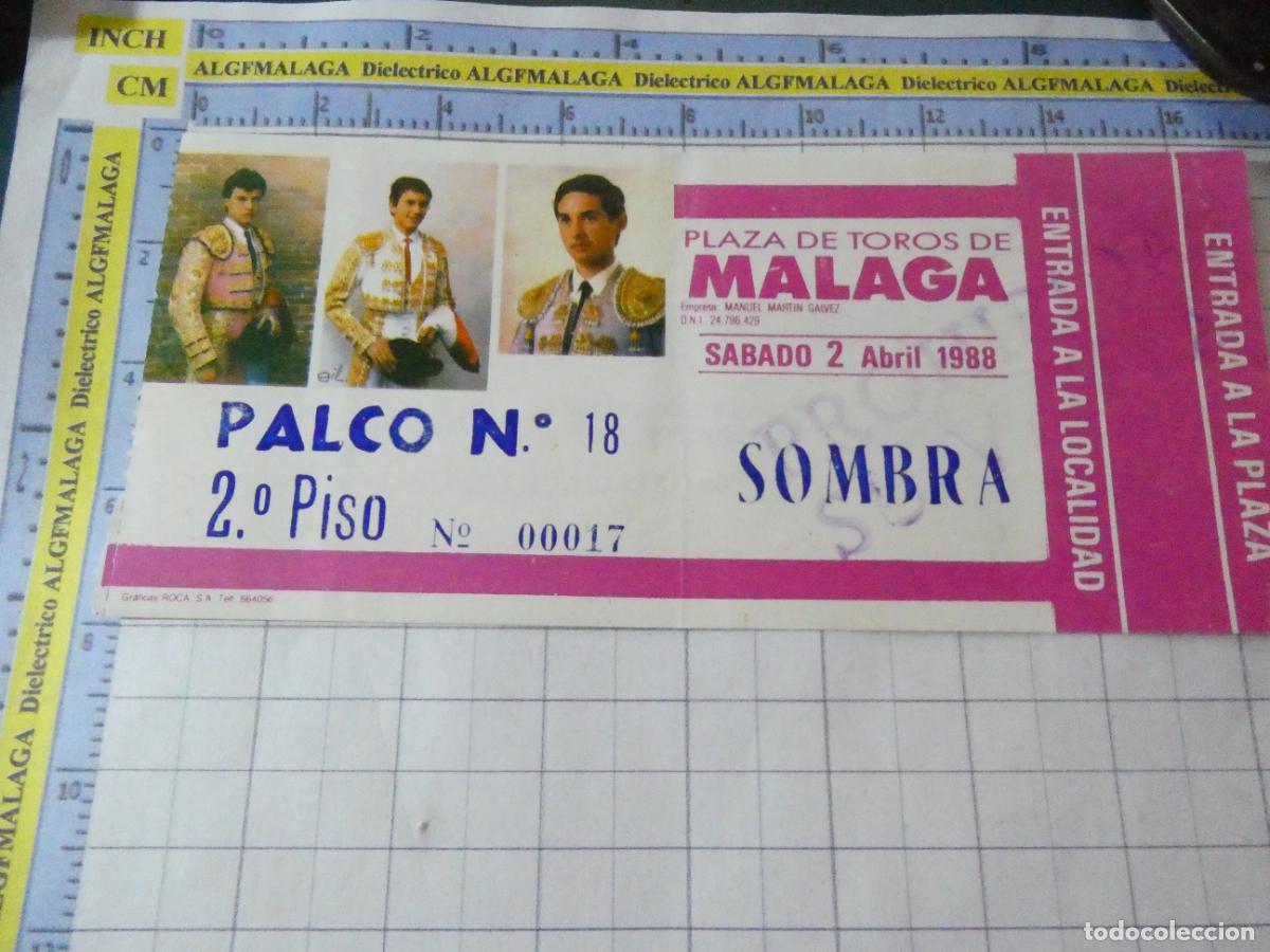 Tauromaquia: ENTRADA TOROS TOREROS CORRIDA PLAZA M&Aacute;LAGA. 2 ABRIL 1988 TOREROS. . 489