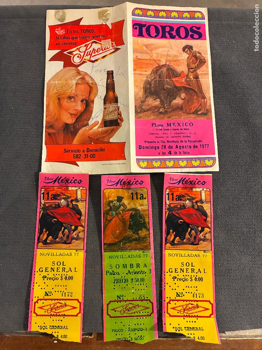 Tauromaquia: Plaza de toros Mexico novillada 1977 Zacatecas V, El brillante y Vicente Olmos ganado Santa Marta