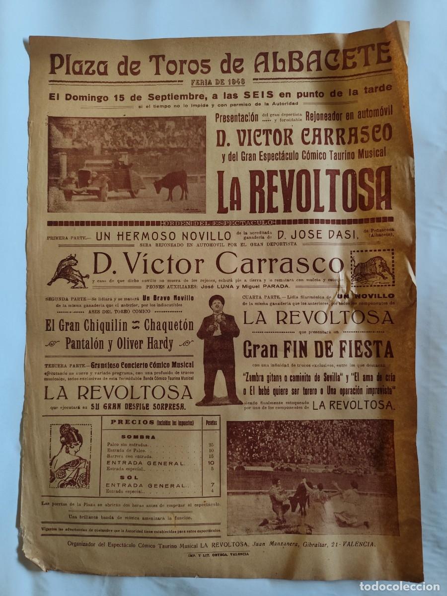 Tauromaquia: CARTEL PLAZA TOROS DE ALBACETE, LA REVOLTOSA, VICTOR CARRASCO, A&Ntilde;O 1946