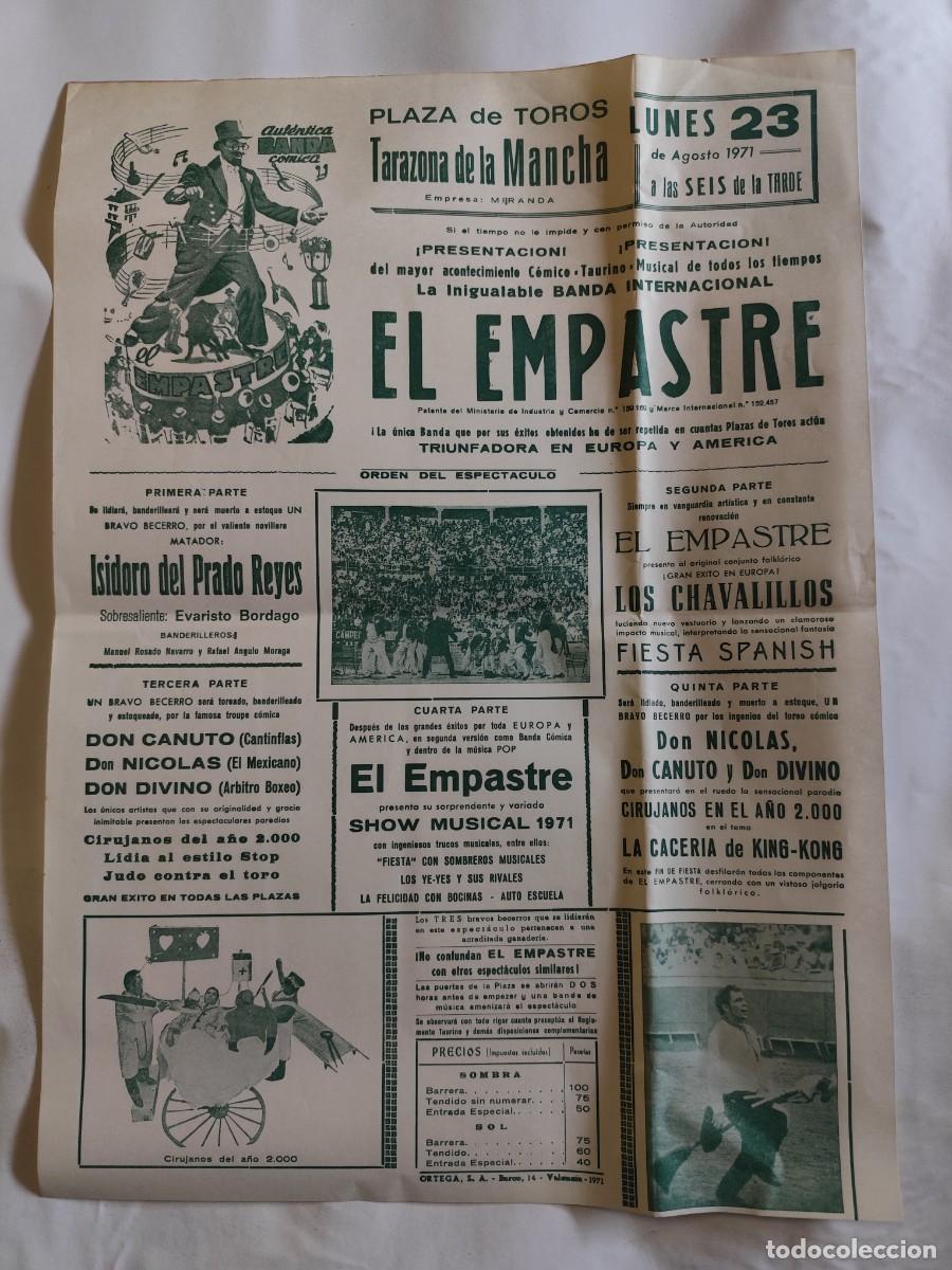 Tauromaquia: CARTEL PLAZA TOROS DE TRAZONA DE LA MANCHA, ALBACETE. EL EMPASTRE, ISIDORO DEL PRADO REYES A&Ntilde;O 1971