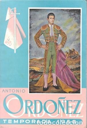 Tauromaquia: ANTONIO ORDO&Ntilde;EZ - TEMPORADA 1958 - A-TO-2449