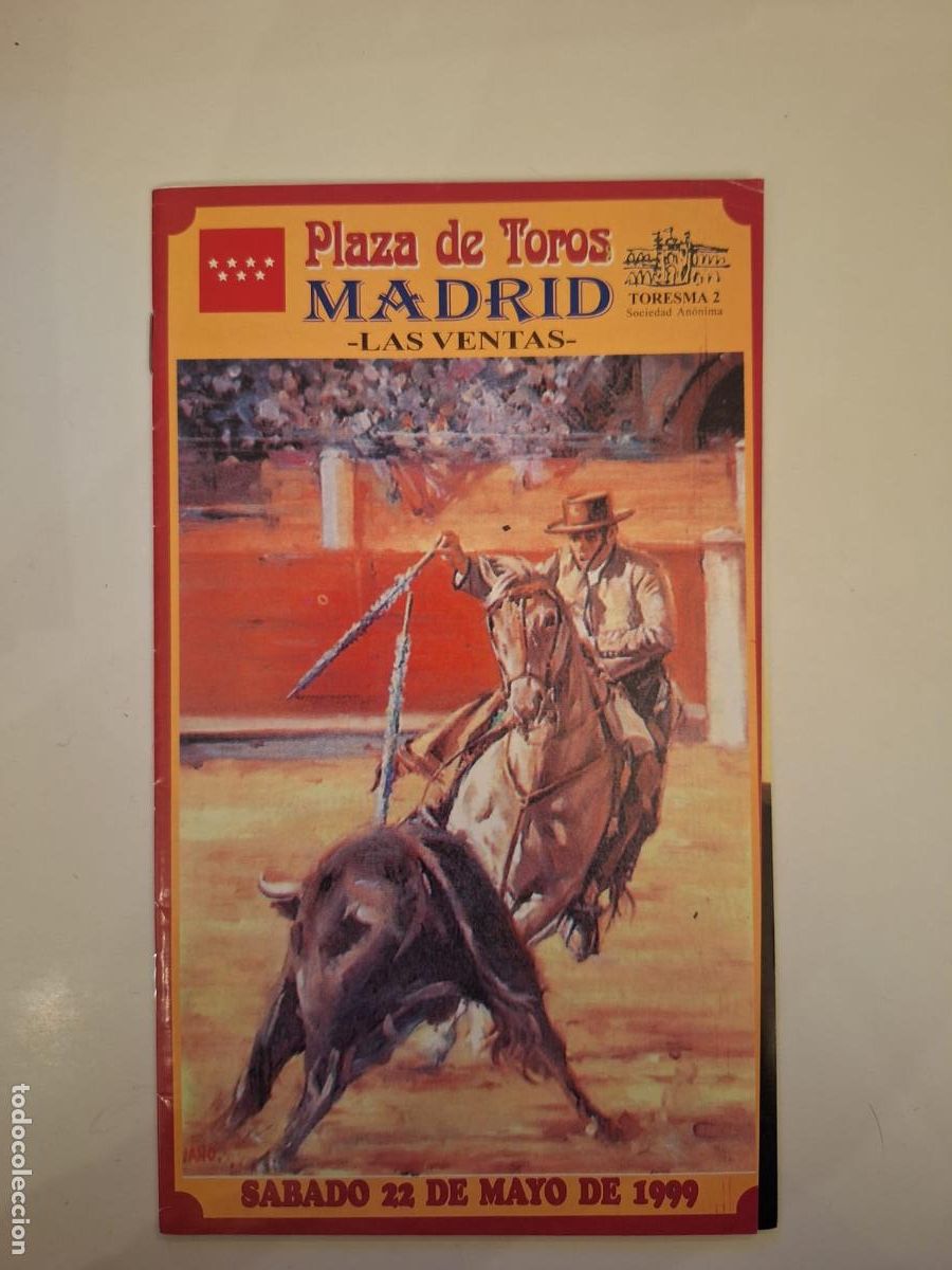Tauromaquia: Programa de mano Corrida Rejones 22 mayo 1999 Plaza de Toros Las Ventas Madrid Feria de San Isidro