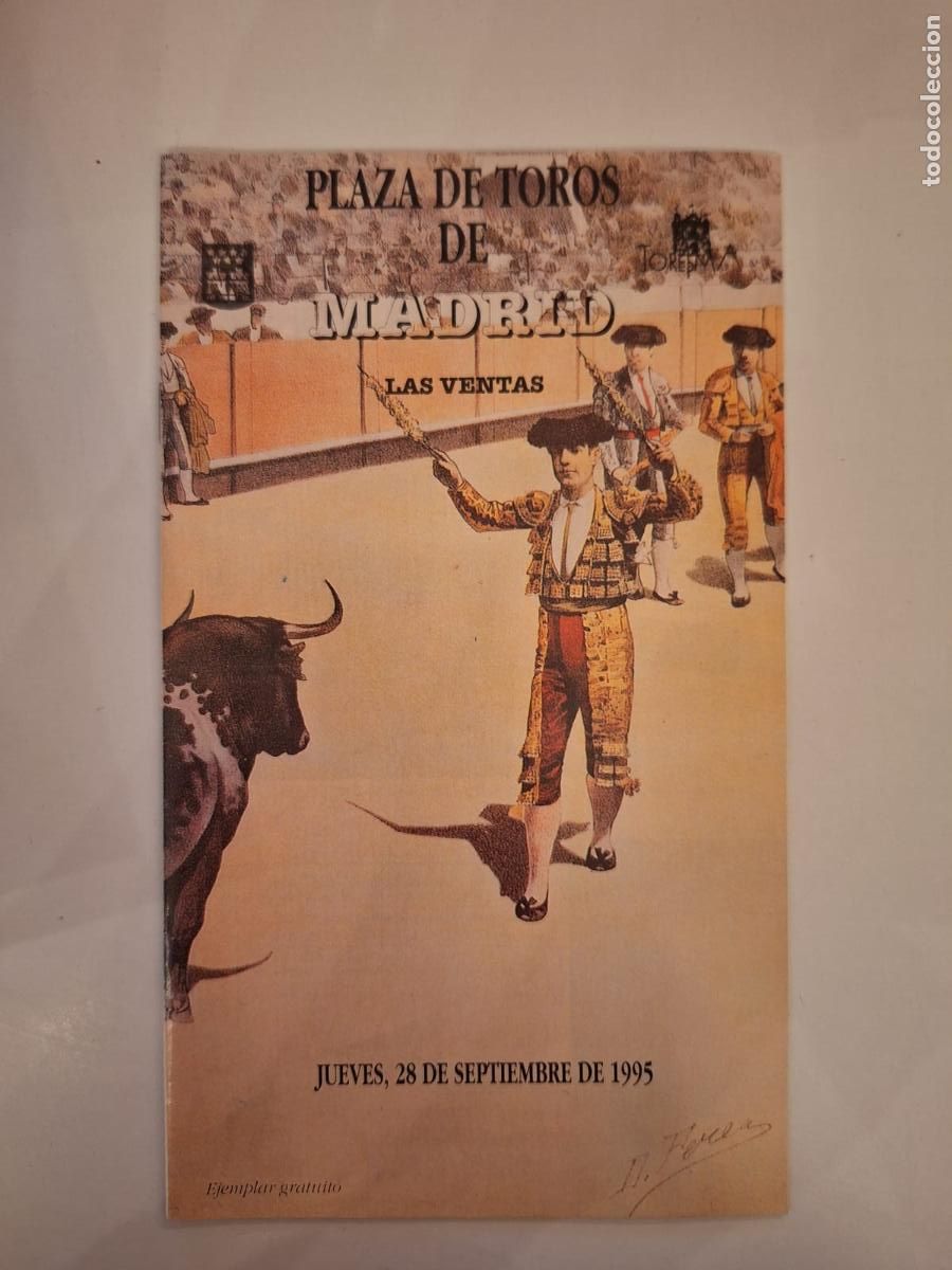 Tauromaquia: Programa de mano Corrida de Toros 28 septiembre 1995 Plaza de Toros Las Ventas Madrid
