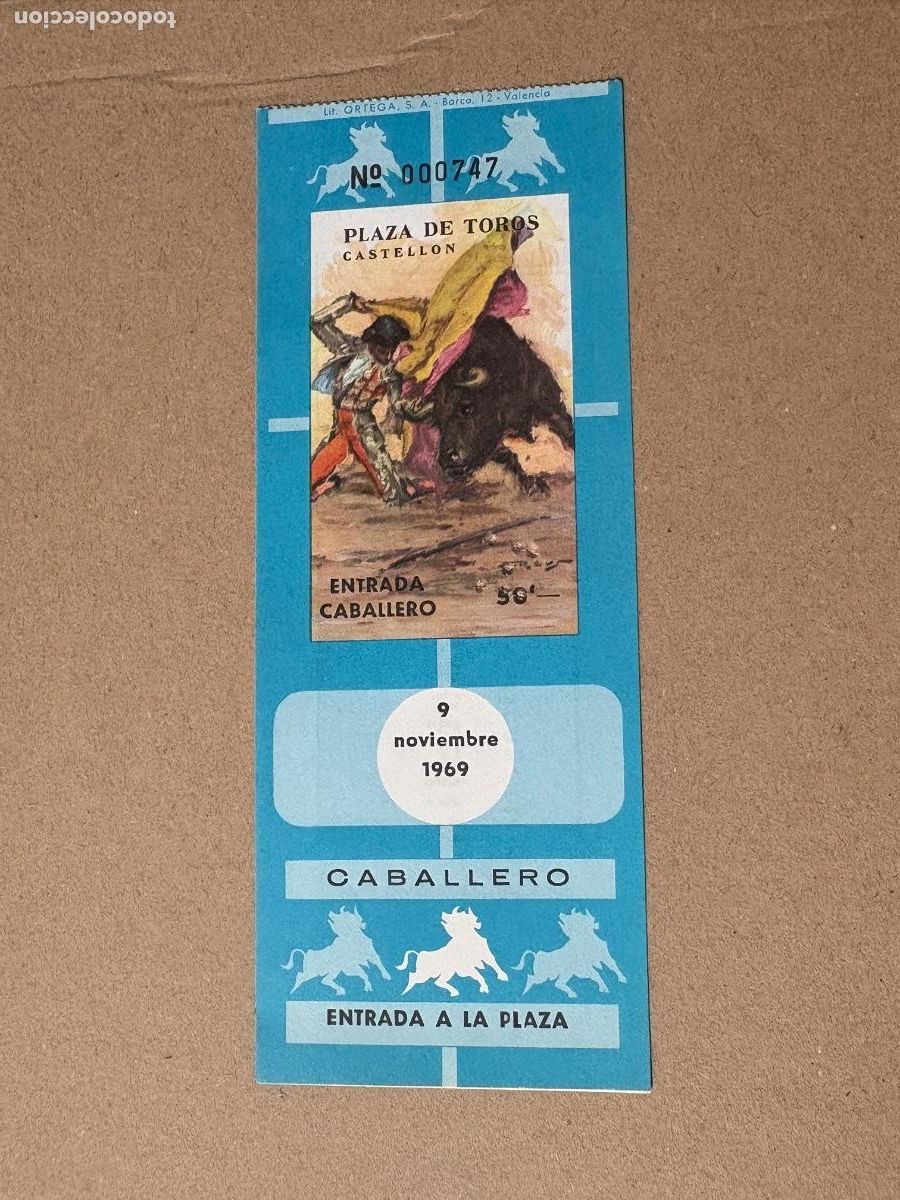 Tauromaquia: B2. ENTRADA DE TOROS CASTELL&Oacute;N 1969