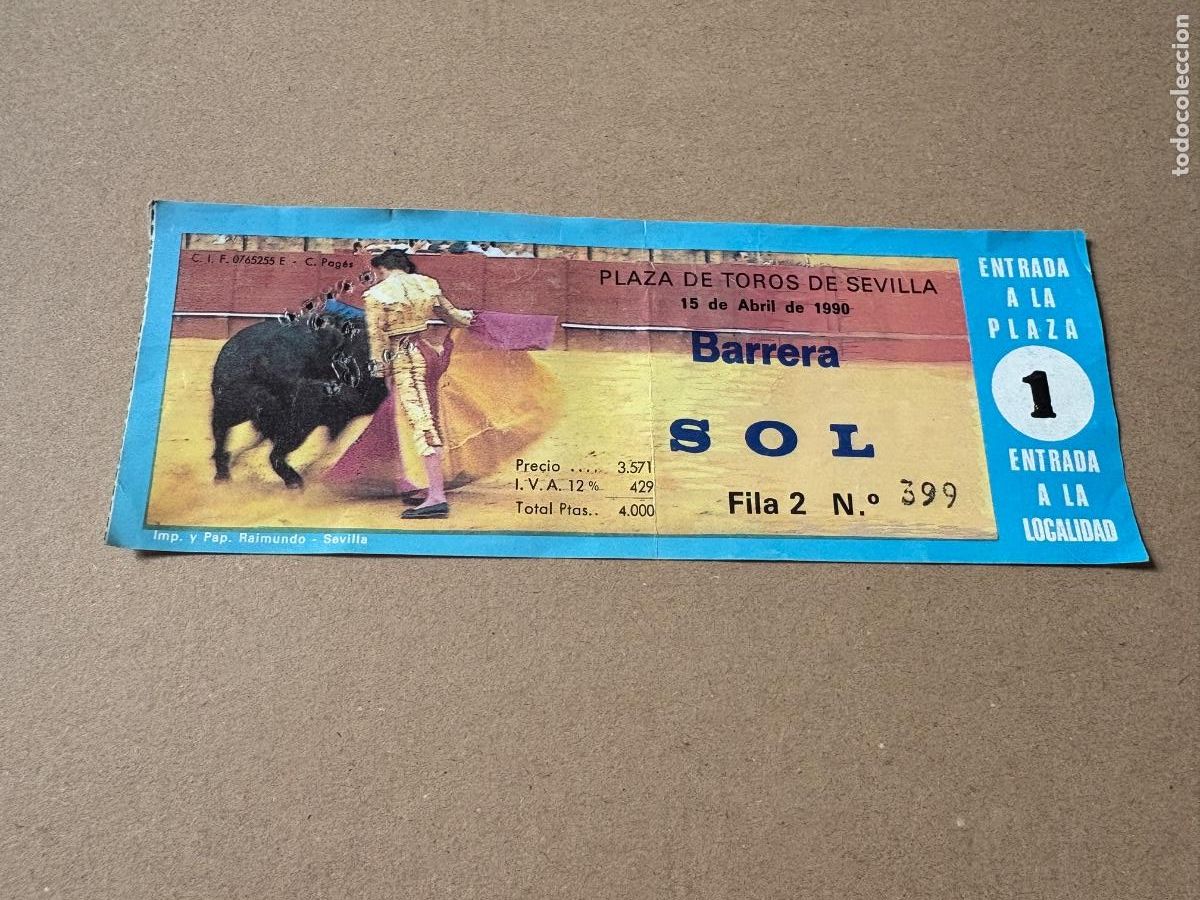 Tauromaquia: B2. ENTRADA DE TOROS DE SEVILLA 1990