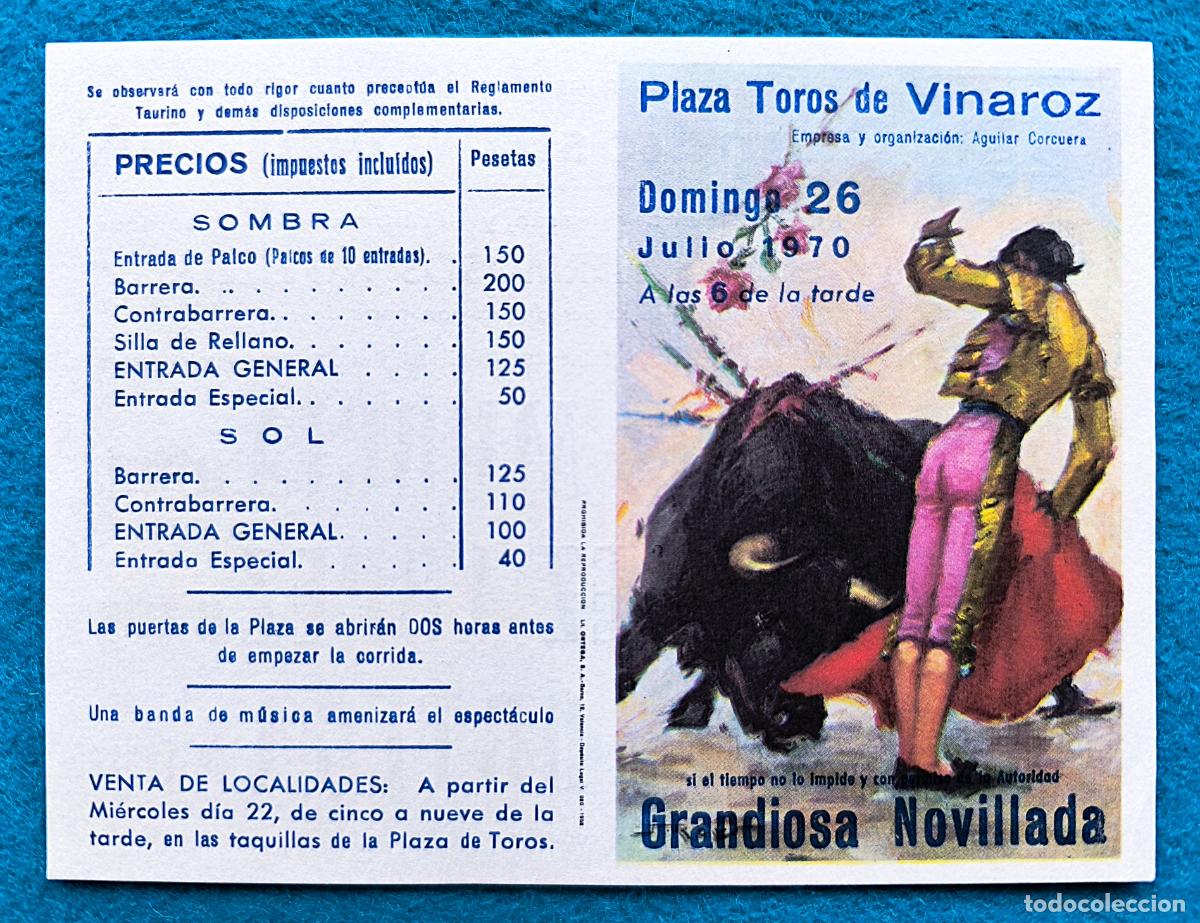 Tauromaquia: RW PROGRAMA TOROS PLAZA VINAROZ CASTELLON 1970 MURCIA DE VALENCIA LOPEZ DE MALAGA J REUS PTP13