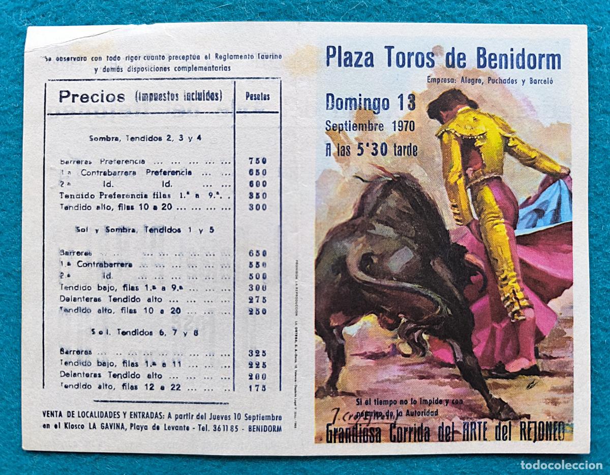 Tauromaquia: RW PROGRAMA TOROS PLAZA BENIDORM ALICANTE 1970 ANGEL PERALTA RAFAEL PERALTA DOMECQ LUPI J CROS PTP22