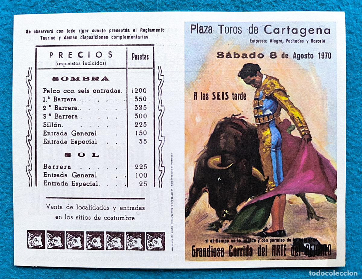 Tauromaquia: RW PROGRAMA TOROS PLAZA CARTAGENA MURCIA 1970 ANGEL PERALTA RAFAEL PERALTA BOHORQUEZ J REUS PTP32