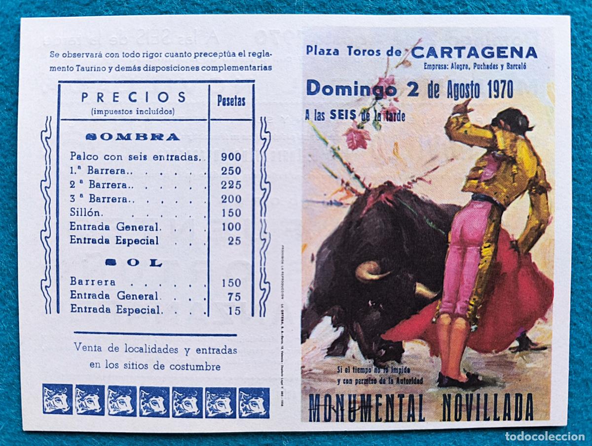 Tauromaquia: RW PROGRAMA TOROS PLAZA CARTAGENA MURCIA 1970 CURRO FUENTES ORTU&Ntilde;O MANZANARES J REUS PTP33