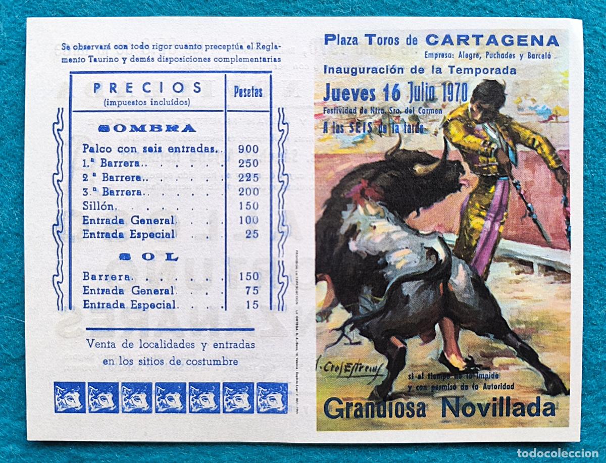 Tauromaquia: RW PROGRAMA TOROS PLAZA CARTAGENA MURCIA 1970 GALLOSO ORTU&Ntilde;O MANZANARES J REUS PTP34