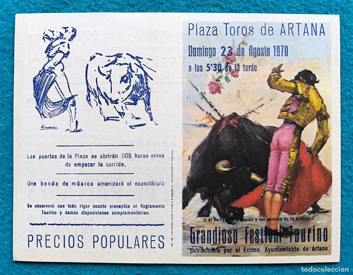 Tauromaquia: RW PROGRAMA TOROS PLAZA ARTANA CASTELLON VICTORIANO VALENCIA PALLARES ANGELETE J REUS PTP35