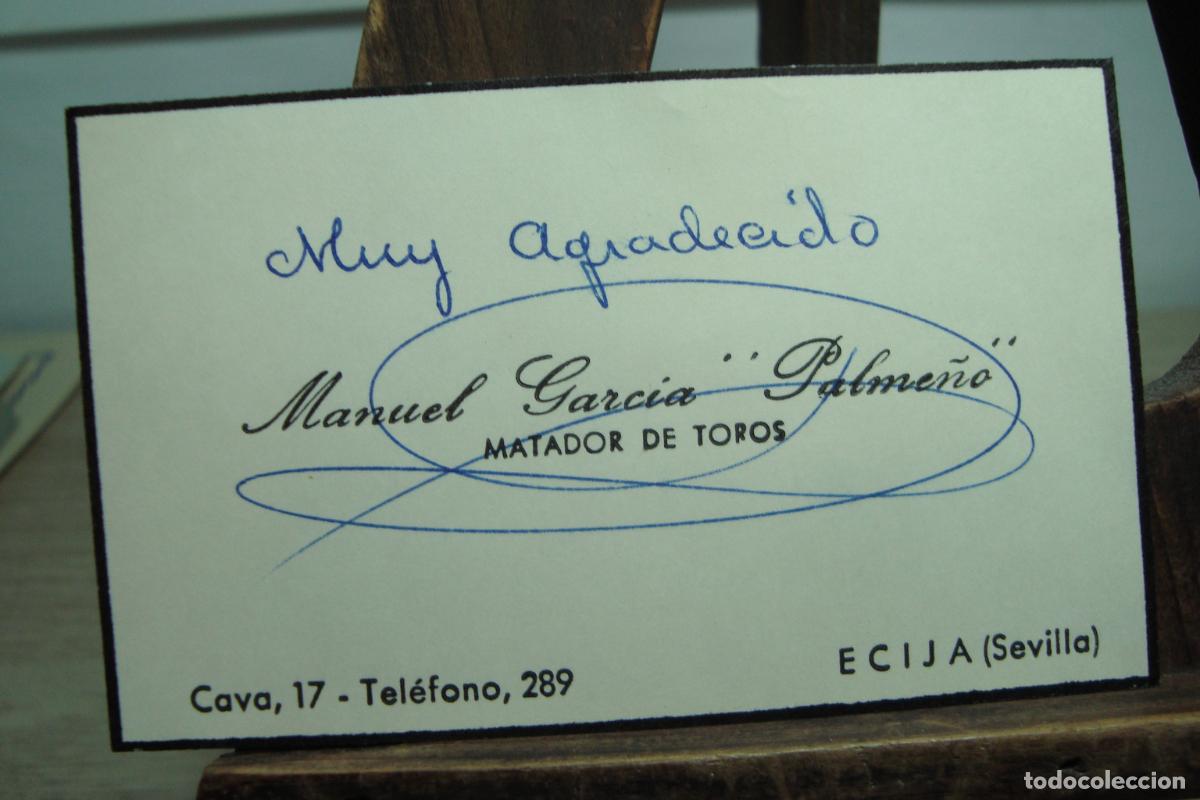 Tauromaquia: ANTIGUA TARJETA PERSONAL MANUEL GARCIA PALME&Ntilde;O. MATADOR DE TOROS. TAUROMAQUIA ECIJA SEVILLA.
