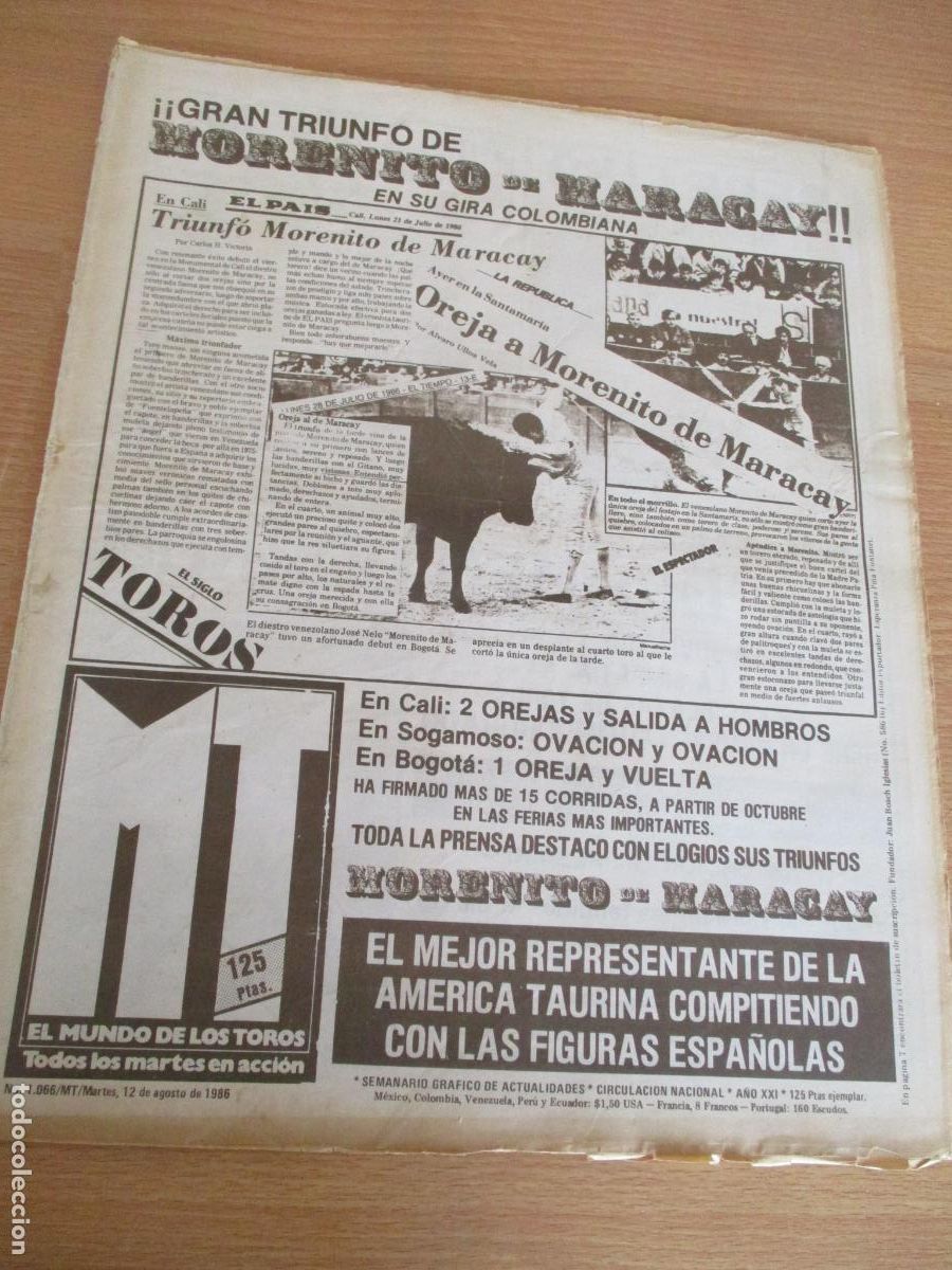 Tauromaquia: REVISTA: EL MUNDO DE LOS TOROS- N&ordm;. 1.066-MARTES 12 DE AGOSTO 1986