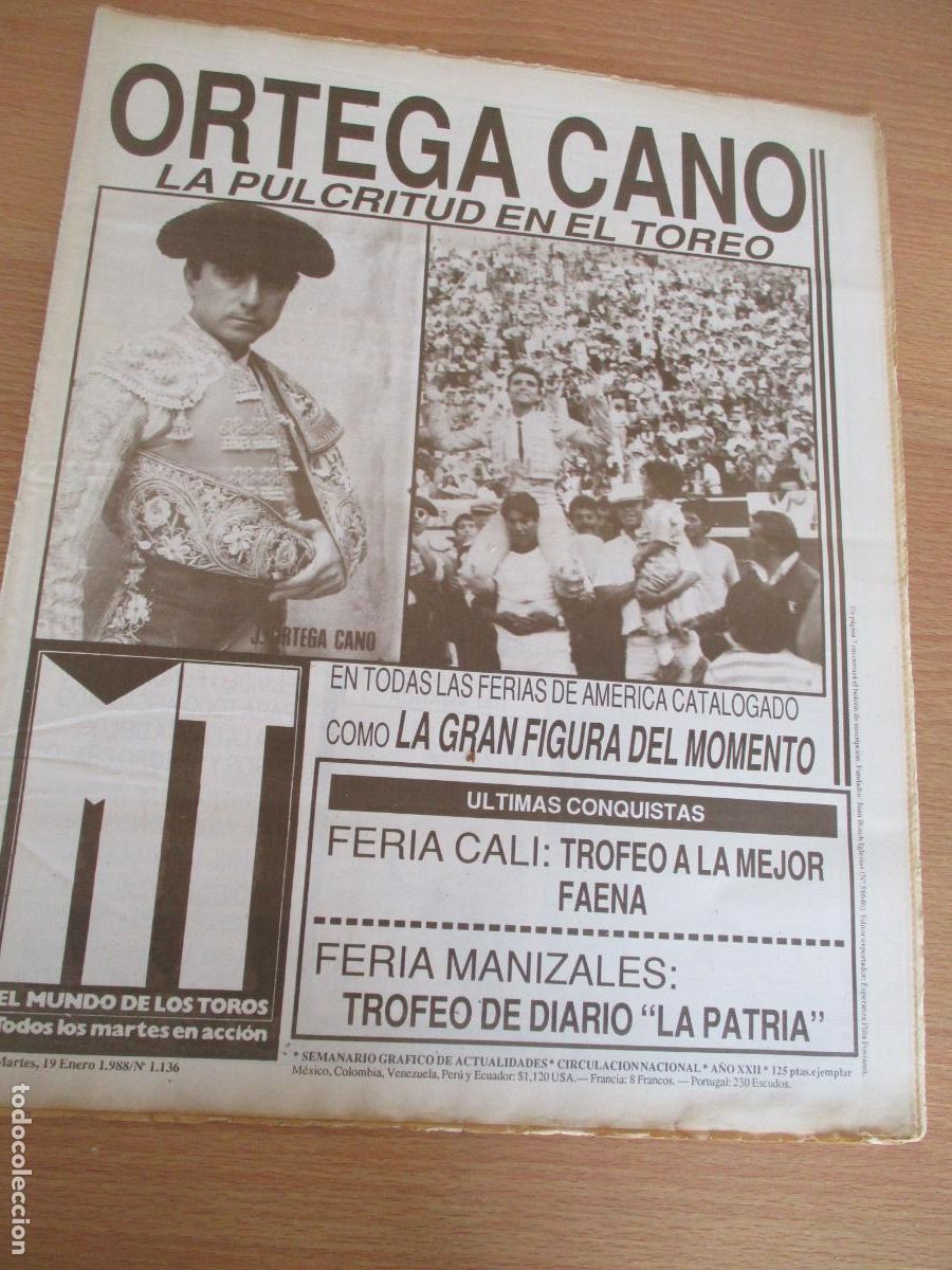 Tauromaquia: REVISTA: EL MUNDO DE LOS TOROS- N&ordm;. 1.136-MARTES 19 DE ENERO 1988
