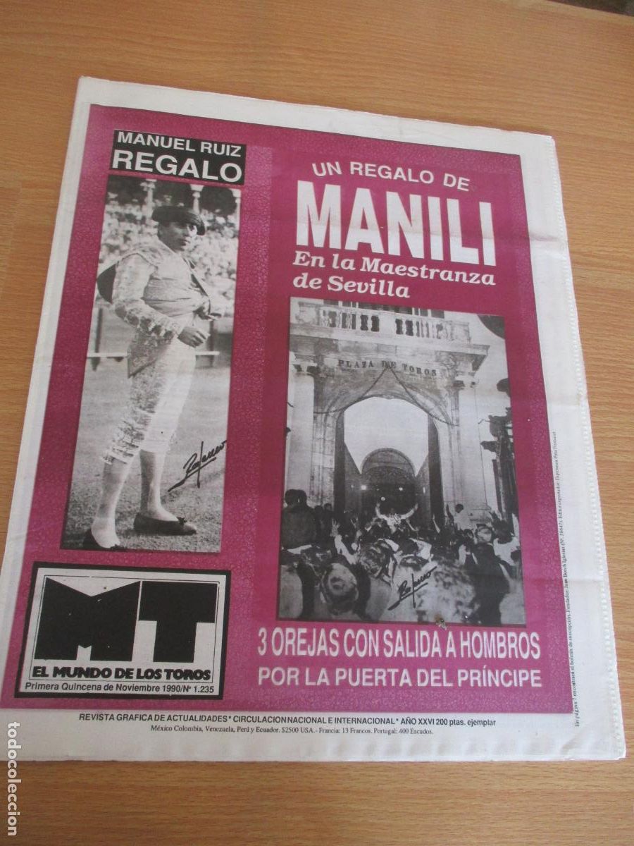 Tauromaquia: REVISTA: EL MUNDO DE LOS TOROS- N&ordm;. 1.235-SEGUNDA QUINCENA DE NOVIEMBREL- 1990
