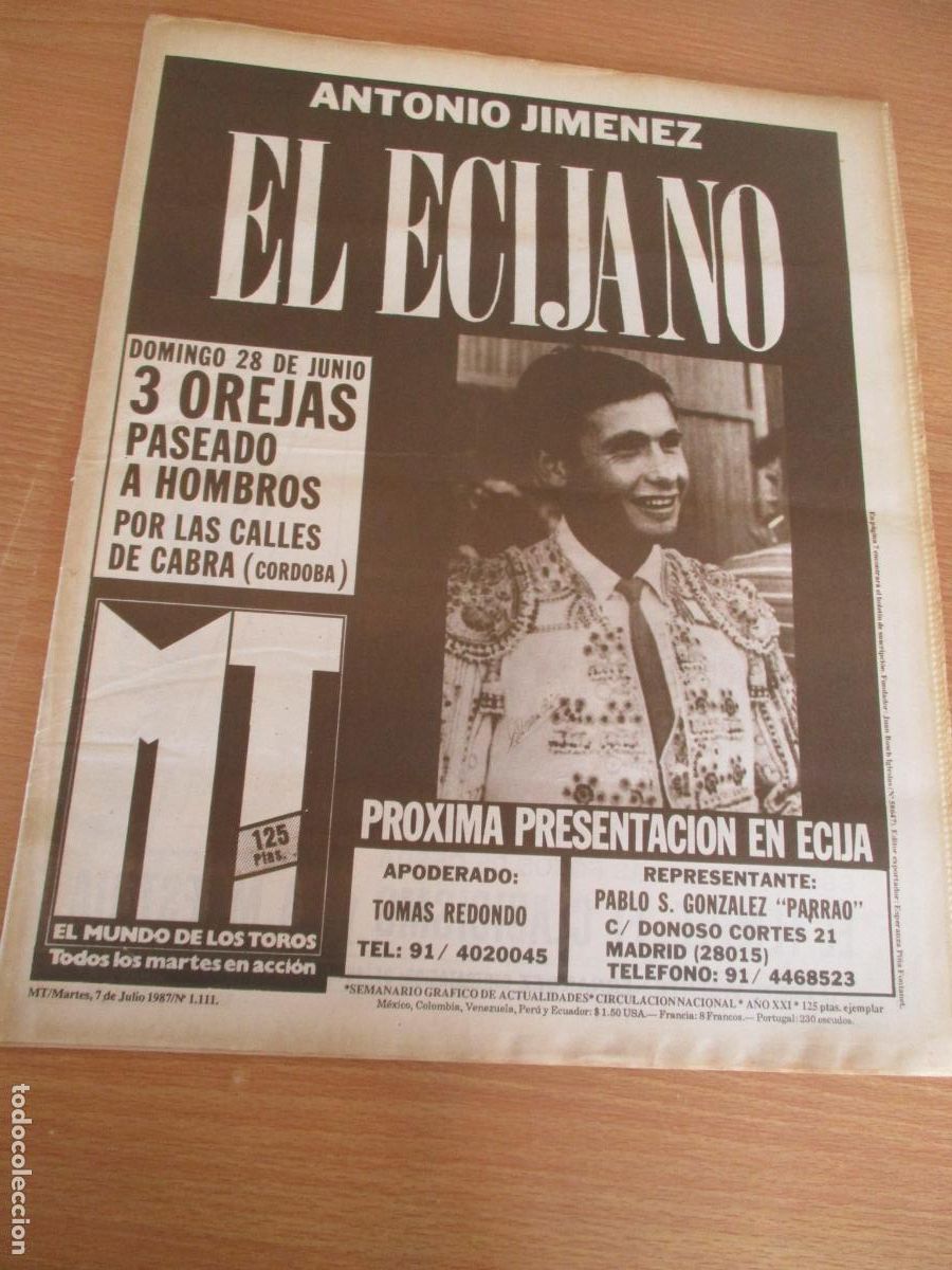 Tauromaquia: REVISTA: EL MUNDO DE LOS TOROS- N&ordm;. 1.111- SMARTES 7 DE JULIO - 1987