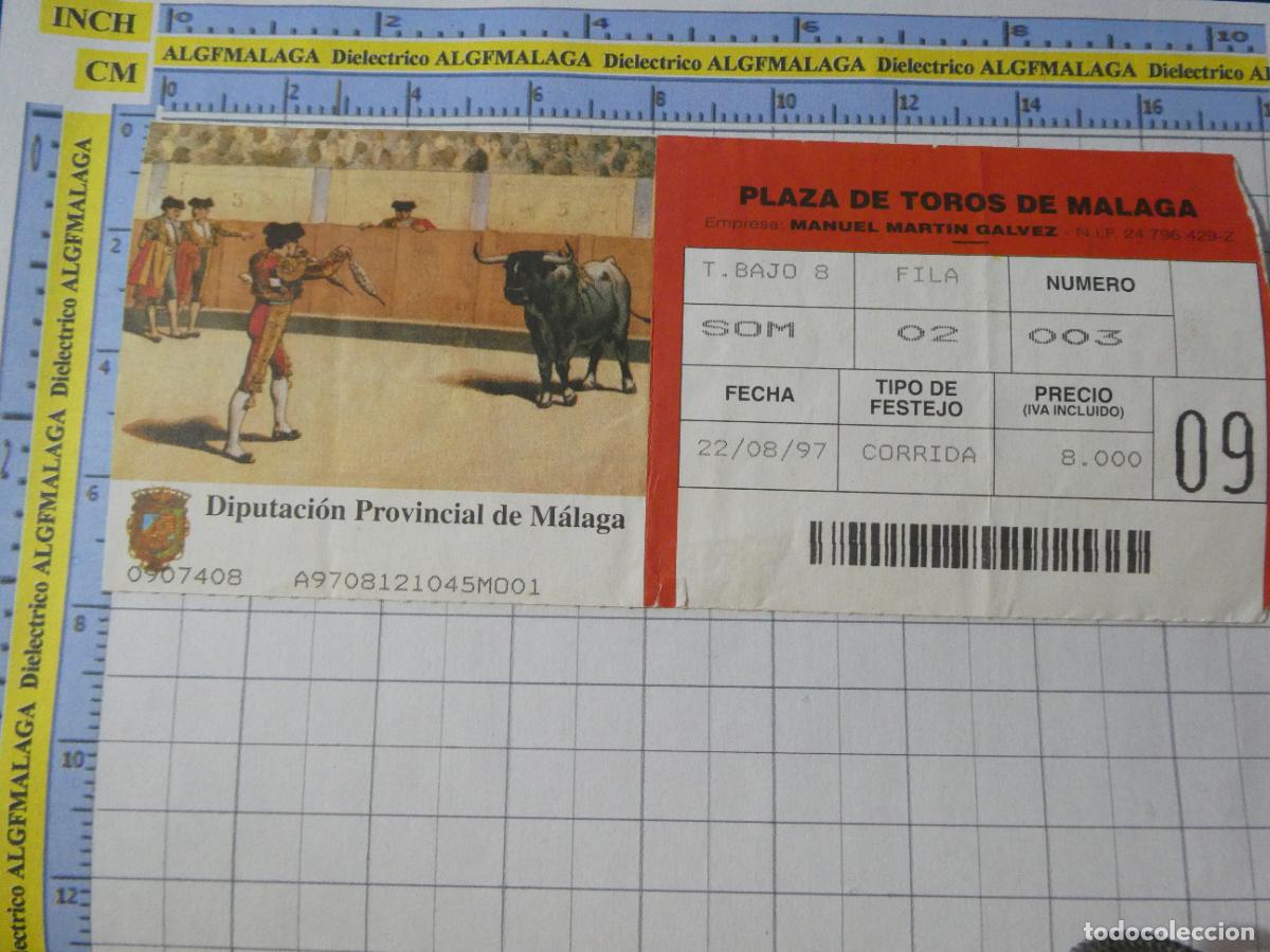Tauromaquia: ENTRADA TOROS TOREROS CORRIDA PLAZA M&Aacute;LAGA. 22 AGOSTO 1997. 535